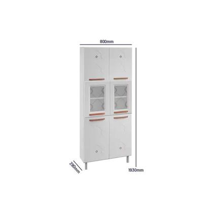 Imagem de Paneleiro de Cozinha Mirage New c/ 6 Portas (2 c/Vidro) Branco/Preto - Telasul