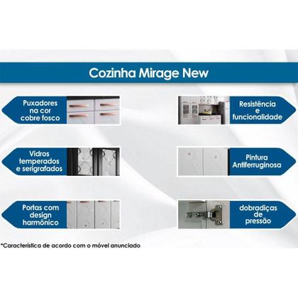 Imagem de Paneleiro de Cozinha Mirage New c/ 6 Portas (2 c/Vidro) Branco - Telasul