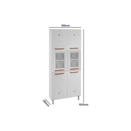Imagem de Paneleiro de Cozinha Mirage New c/ 6 Portas (2 c/Vidro) Branco - Telasul