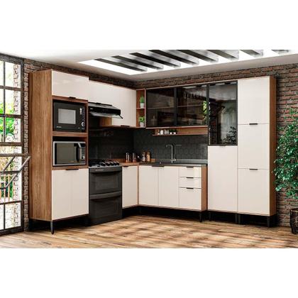 Imagem de Paneleiro de Cozinha Modulado Alpha 2511 Torre Quente c/ 2 Fornos 3 Portas 70cm Branco - Carraro