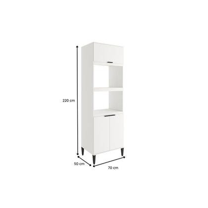 Imagem de Paneleiro de Cozinha Modulado Alpha 2511 Torre Quente c/ 2 Fornos 3 Portas 70cm Branco - Carraro