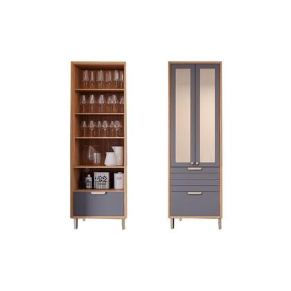 Imagem de Paneleiro de Cozinha Modulado Cristaleira Eloise c/ 3 Portas (2 c/ Vidro Reflecta e 1 Basculante) e 1 Gaveta 70m Freijo/Off White - MGM