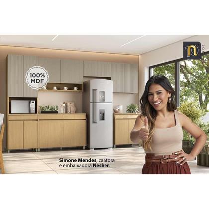 Imagem de Paneleiro de Cozinha Modulado Simone Mendes c/ 4 Portas e 1 Gaveta 70cm Carvalho/Cinza - Nesher