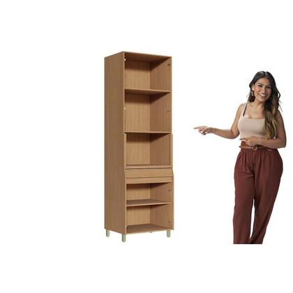 Imagem de Paneleiro de Cozinha Modulado Simone Mendes c/ 4 Portas e 1 Gaveta 70cm Carvalho/Cinza - Nesher