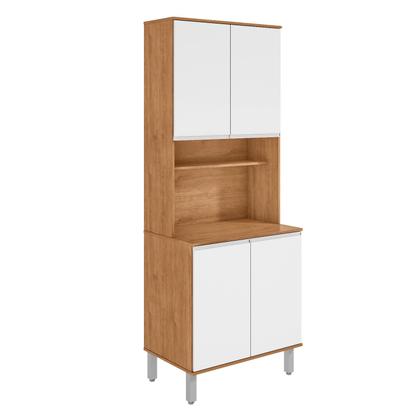 Imagem de Paneleiro De Cozinha Nina 80cm 4 Portas Amêndoa E Branco