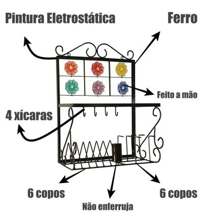 Imagem de Paneleiro de Parede Escorredor de Pratos, Copos e Talheres de Ferro