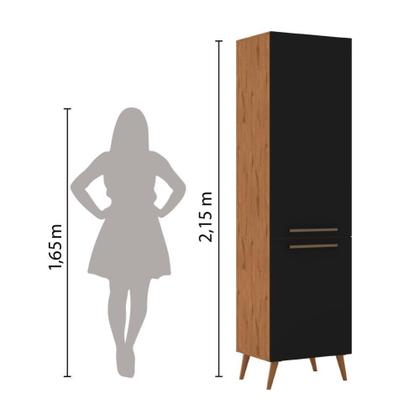 Imagem de Paneleiro Duplo 2 Portas Favorita Natura / Preto Tx Preto