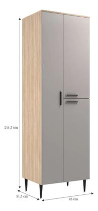 Imagem de Paneleiro Duplo 3 Portas 65cm Oak/Cinza Urbano - Amália Móveis Sul