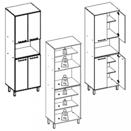 Imagem de Paneleiro Duplo 4 Portas 70cm Isis Luciane