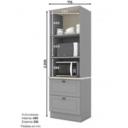 Imagem de Paneleiro Duplo Americana 2 Portas 2 Gavetas Henn Cinza