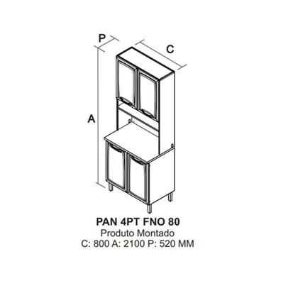 Imagem de Paneleiro Duplo em Aço 80cm 4 Portas Nicho para Forno New Premium Itatiaia