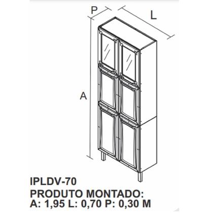 Imagem de Paneleiro Duplo em Aço com Vidro 6 Portas Ipldv-70 Tarsila Itatiaia