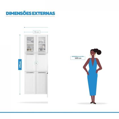 Imagem de Paneleiro Duplo em Aço em Aço 6 Portas 2 de Vidro 4 Prateleiras Luce Itatiaia