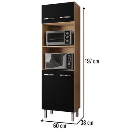 Imagem de Paneleiro Duplo Mara 4 Portas Savana Preto Moblis