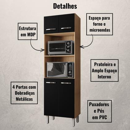 Imagem de Paneleiro Duplo Mara 4 Portas Savana Preto Moblis