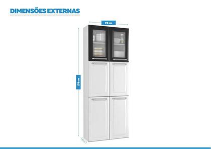 Imagem de Paneleiro Duplo Max c/Vidro Cozinhas Itatiaia Luce - 6 Portas - Branco c/ Preto