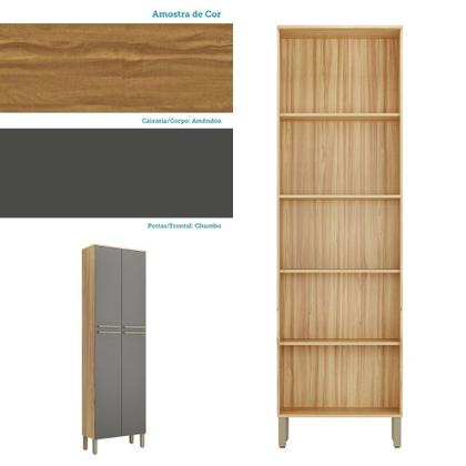 Imagem de Paneleiro Duplo Para Cozinha Com 4 Portas 100% Mdf Napoli Prime Rio Doce Amendoa/Chumbo