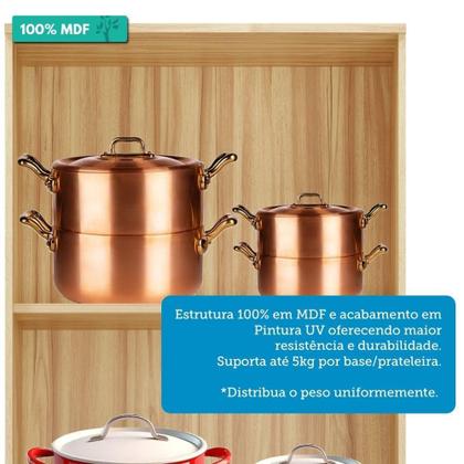 Imagem de Paneleiro Duplo Para Cozinha Com 4 Portas 100% Mdf Napoli Prime Rio Doce Amendoa/Chumbo