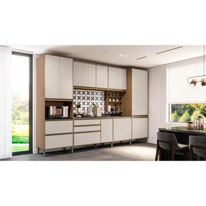 Imagem de Paneleiro Duplo Torre Quente 2 Portas 2 Gavetas 70x58,5 cm Vitória Móveis Rimo Carvalho/Off White - 100% MDF