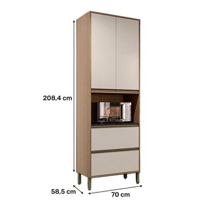 Imagem de Paneleiro Duplo Torre Quente 2 Portas 2 Gavetas 70x58,5 cm Vitória Móveis Rimo Carvalho/Off White - 100% MDF