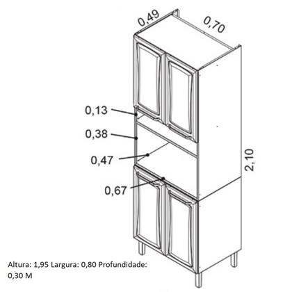 Imagem de Paneleiro em Aço 4 Portas 70cm Espaço para Forno Tarsila Itatiaia