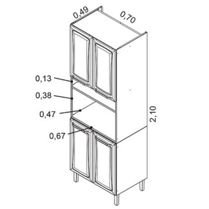 Imagem de Paneleiro em Aço 4 Portas 70cm Espaço para Forno Tarsila Itatiaia