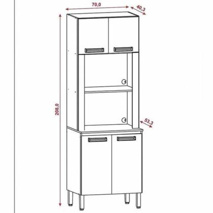 Imagem de Paneleiro Kits Paraná Ametista Duplo 4 Ptas S/Gavetas Freijo