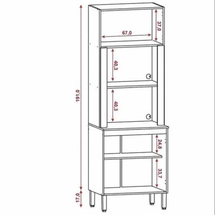 Imagem de Paneleiro Kits Paraná Ametista Duplo 4 Ptas S/Gavetas Freijo