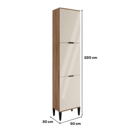 Imagem de Paneleiro Miami 3 Portas 5 Prateleiras Carraro Freijó com Off White