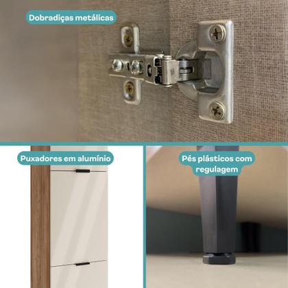 Imagem de Paneleiro Miami 3 Portas 5 Prateleiras Carraro Freijó com Off White