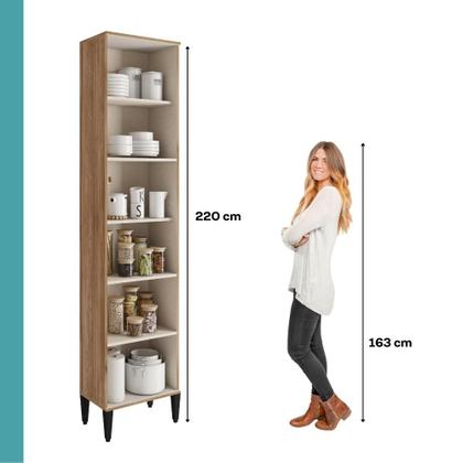 Imagem de Paneleiro Miami 3 Portas 5 Prateleiras Carraro Freijó com Off White