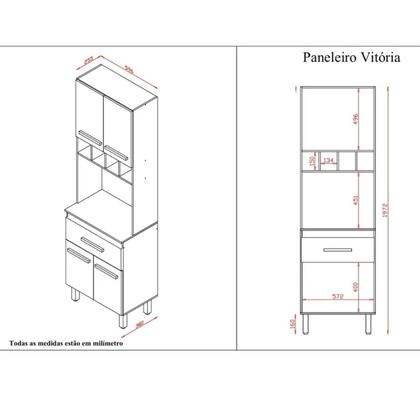 Imagem de Paneleiro Multiuso Cozinha 4 Portas 1 Gaveta e Nicho Vitoria