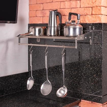 Imagem de Paneleiro Prateleira De Cozinha Parede 60cm Em Aço Inox