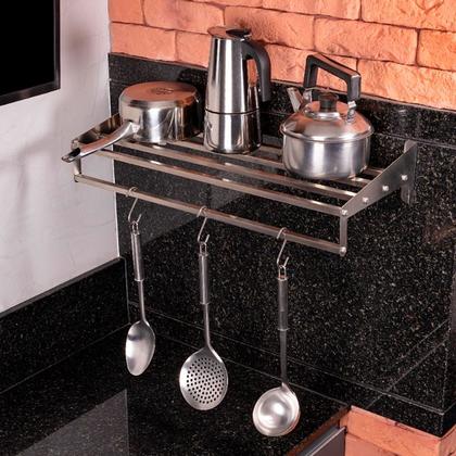 Imagem de Paneleiro Prateleira De Cozinha Parede 60cm Em Aço Inox