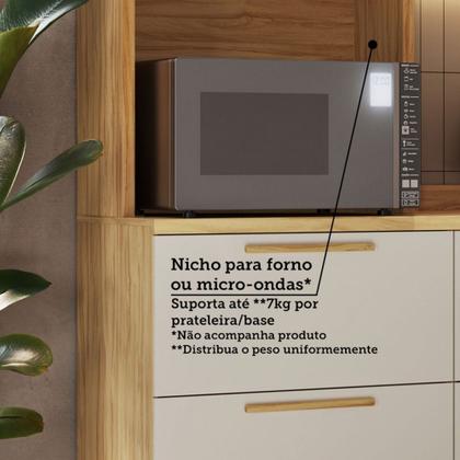 Imagem de Paneleiro Riesling 4 Portas 2 Prateleiras 100% Mdf com Vidro Amêndoa/Off White - Rio Doce