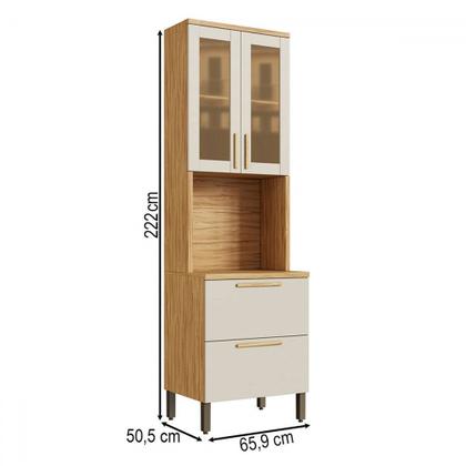 Imagem de Paneleiro Riesling 4 Portas 2 Prateleiras 100% Mdf com Vidro Amêndoa/Off White - Rio Doce