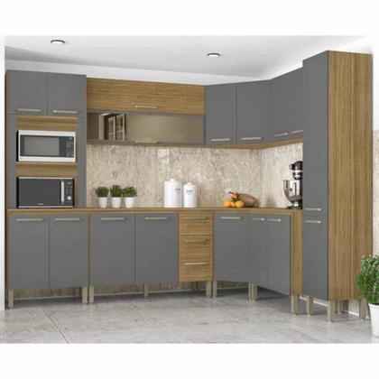 Imagem de Paneleiro Simples Kits Paraná Ametista 2 Portas Freijo/Gris