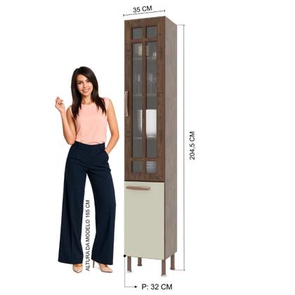 Imagem de Paneleiro Simples Modulado Com Vidro Fidelitá Lisboa 35cm 2 Portas Noce/Off-White