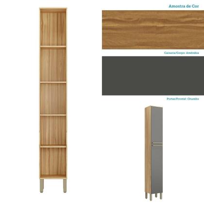 Imagem de Paneleiro Simples Para Cozinha Com 2 Portas 100% Mdf Napoli Prime Rio Doce Amendoa/Chumbo