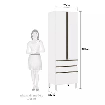 Imagem de Paneleiro Torre 70cm 2 Portas 2 Gavetas e 1 Gavetão Pérola Luciane Móveis