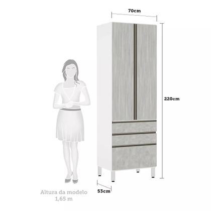 Imagem de Paneleiro Torre 70cm 2 Portas 2 Gavetas e 1 Gavetão Pérola Luciane Móveis