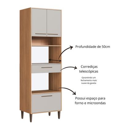 Imagem de Paneleiro Torre Quente 70cm para Forno e Micro-ondas 3 Portas 1 Gaveta Jade