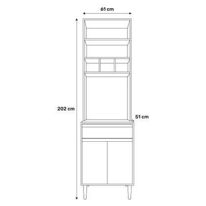 Imagem de Paneleiro Torre Quente Andréia 60cm Com 4 Portas 1 Gaveta Preto Fosco Ajl