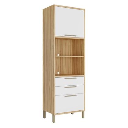 Imagem de Paneleiro Torre Quente com 2 Portas 2 Gavetas e Espaço Micro-Ondas 100% MDF Vicenza Espresso Móveis Branco/Amêndoa