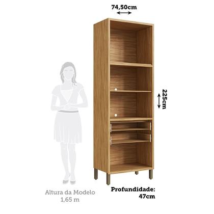 Imagem de Paneleiro Torre Quente com 2 Portas 2 Gavetas e Espaço Micro-ondas 100% MDF Vicenza Espresso Móveis