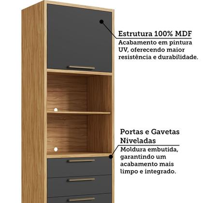 Imagem de Paneleiro Torre Quente com 2 Portas 2 Gavetas e Espaço Micro-ondas 100% MDF Vicenza Espresso Móveis
