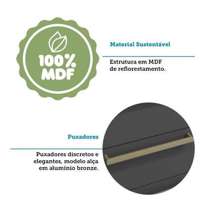 Imagem de Paneleiro Torre Quente com 2 Portas 2 Gavetas e Espaço Micro-ondas 100% MDF Vicenza Espresso Móveis