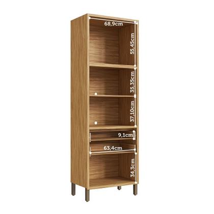 Imagem de Paneleiro Torre Quente com 2 Portas 2 Gavetas e Espaço Micro-ondas 100% MDF Vicenza Espresso Móveis