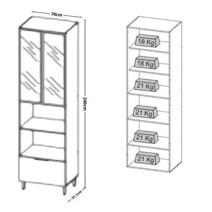 Imagem de Paneleiro Torre Quente com Vidro 2 Portas 1 Gaveta Lumina Telasul