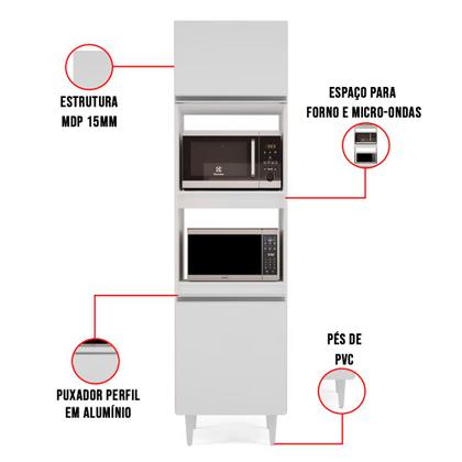 Imagem de Paneleiro Torre Quente para Cozinha 02 Portas Ruth Branco 56 Cm L06 - D'Rossi